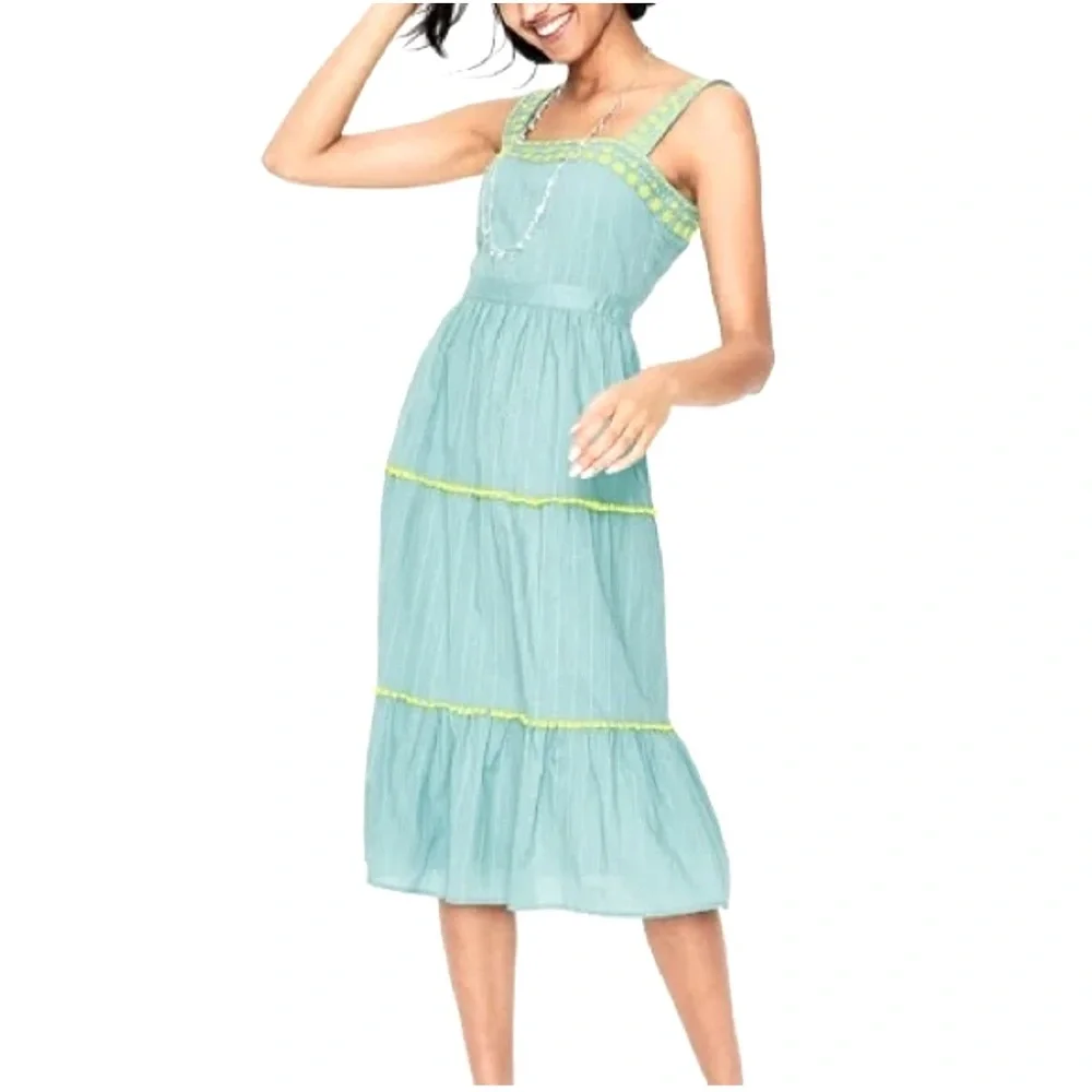 Boden Aqua and Lime Midi Dress